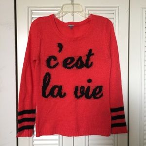 Charlotte Russe Red Orange C’est La Vie Sweater